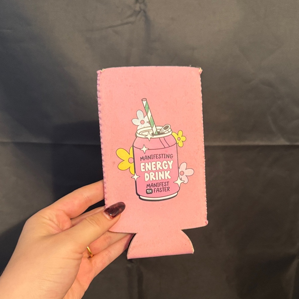 Pink "Manifesting Energy Drink" Can Cooler - Home Party Supplies